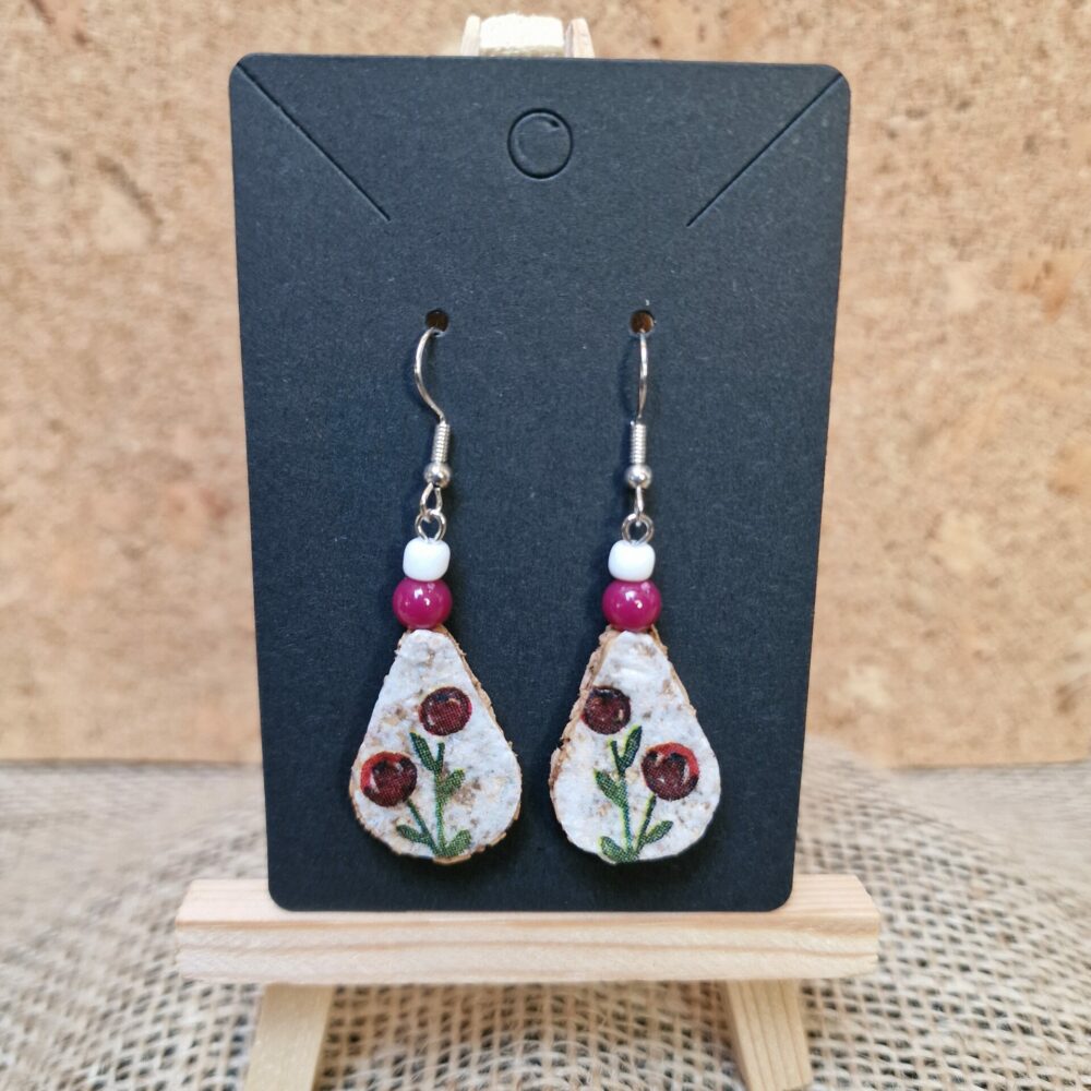 boucles d’oreilles liège serviette rouges